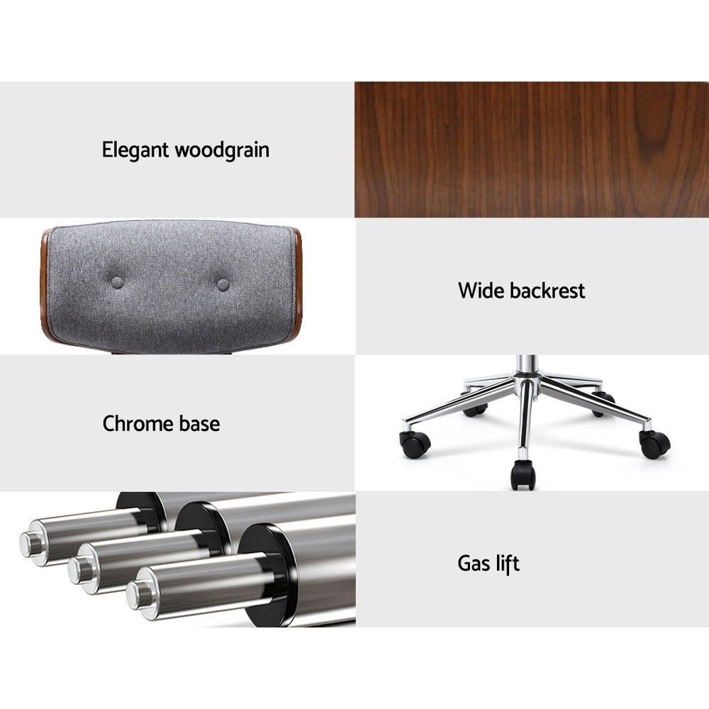 Artiss Wooden Fabric Office Chair Grey-4