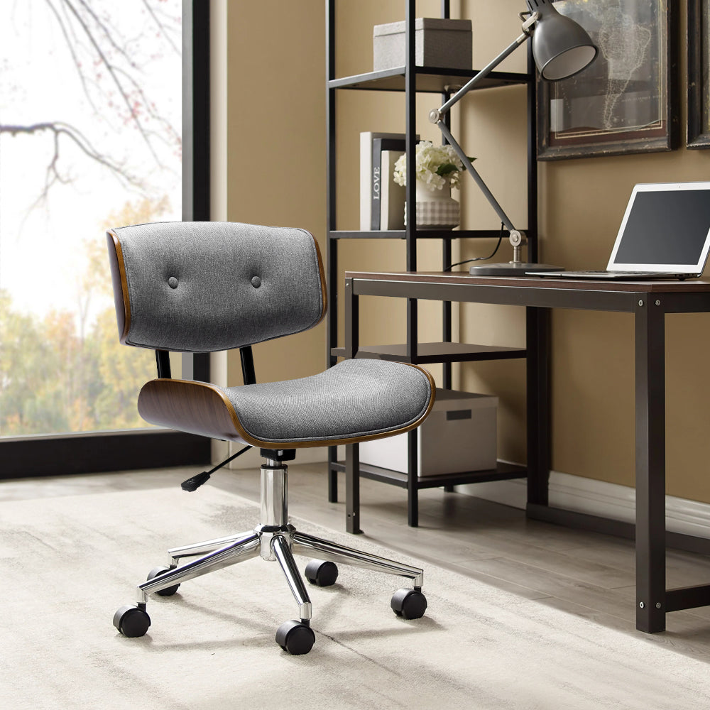 Artiss Wooden Fabric Office Chair Grey-7