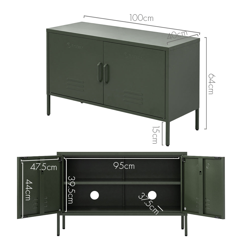 ArtissIn Base Metal Locker Storage Shelf Organizer Cabinet Buffet Sideboard Green-1