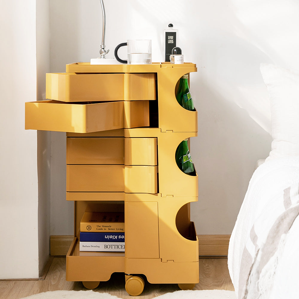 ArtissIn Bedside Table Side Tables Nightstand Organizer Replica Boby Trolley 5Tier Yellow-4