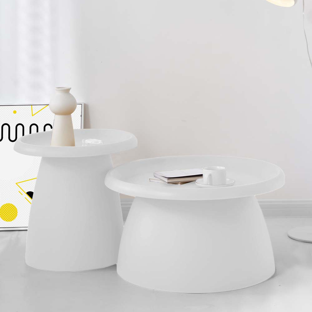 ArtissIn Coffee Table Mushroom Nordic Round Large Side Table 70CM White-7