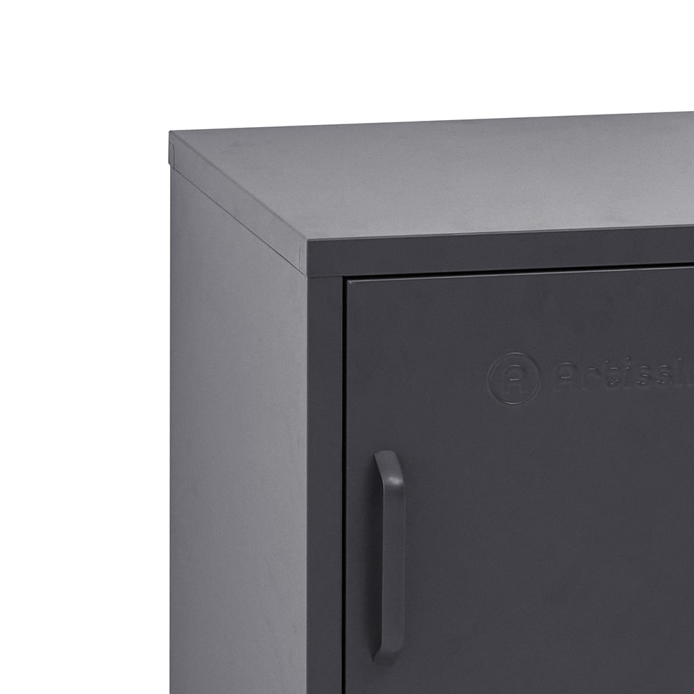 ArtissIn Metal Locker Storage Shelf Filing Cabinet Cupboard Bedside Table Black-2