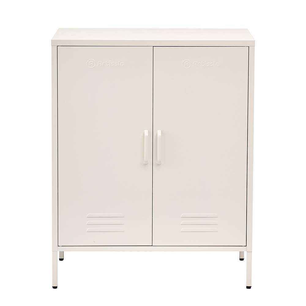 ArtissIn Sweetheart Metal Locker Storage Shelf Shoe Cabinet Buffet Sideboard White-0