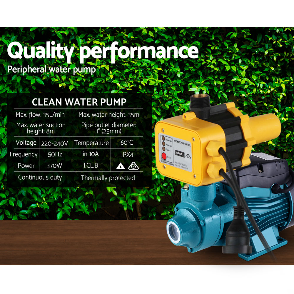 Auto Peripheral Water Pump Clean Electric Garden Farm Rain Tank Irrigation QB60 Yellow-5