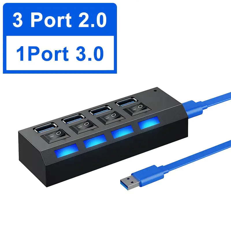 USB Hub 2.0 Hub Multi USB Splitter With Switch