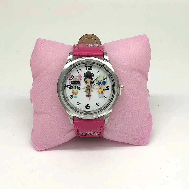 Lol Surprise Leather Watch with Cartoon Doll Pattern