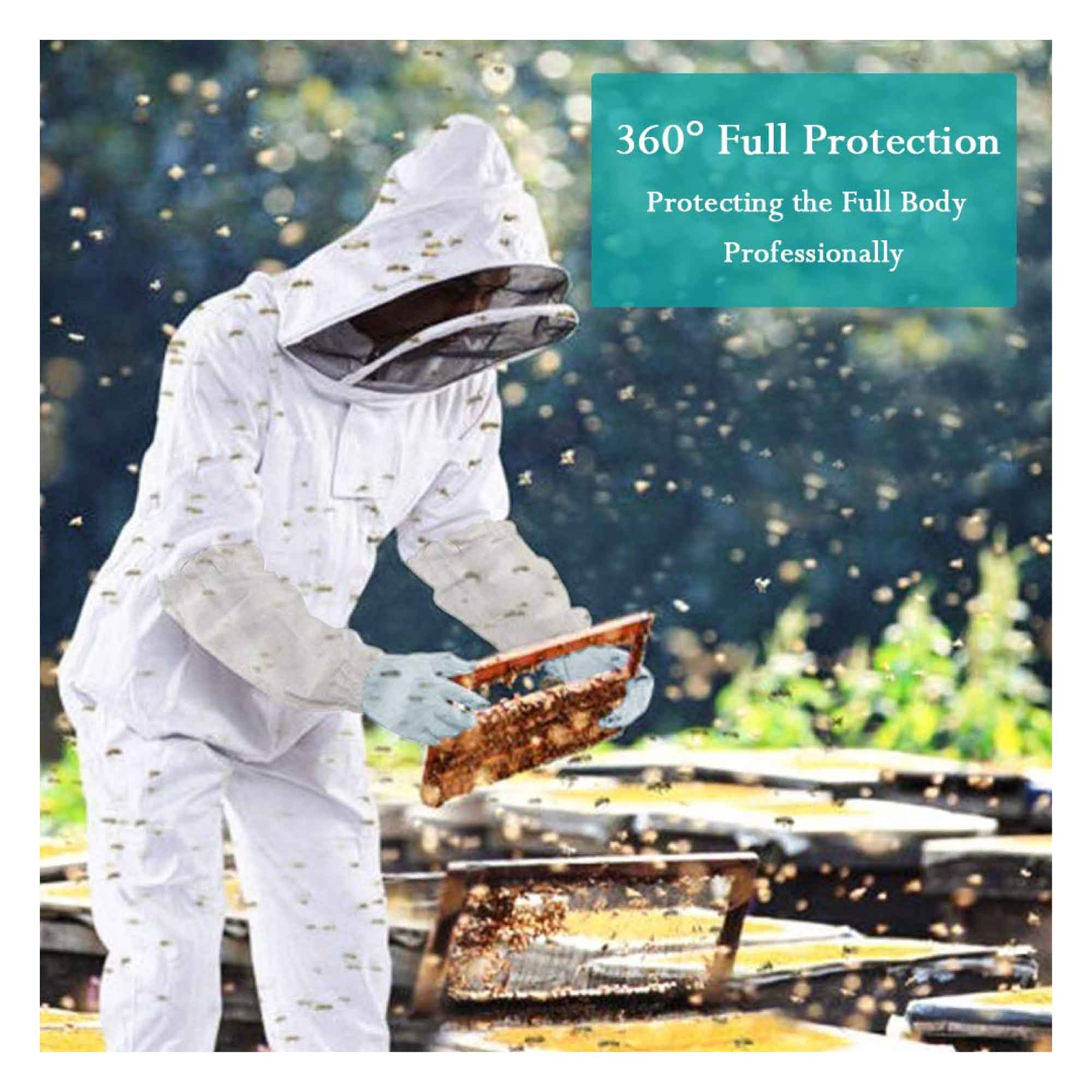 Beekeeping Suit Outfit Bee Hooded Cotton Ventilated Bee Keeping Protective Overalls-6