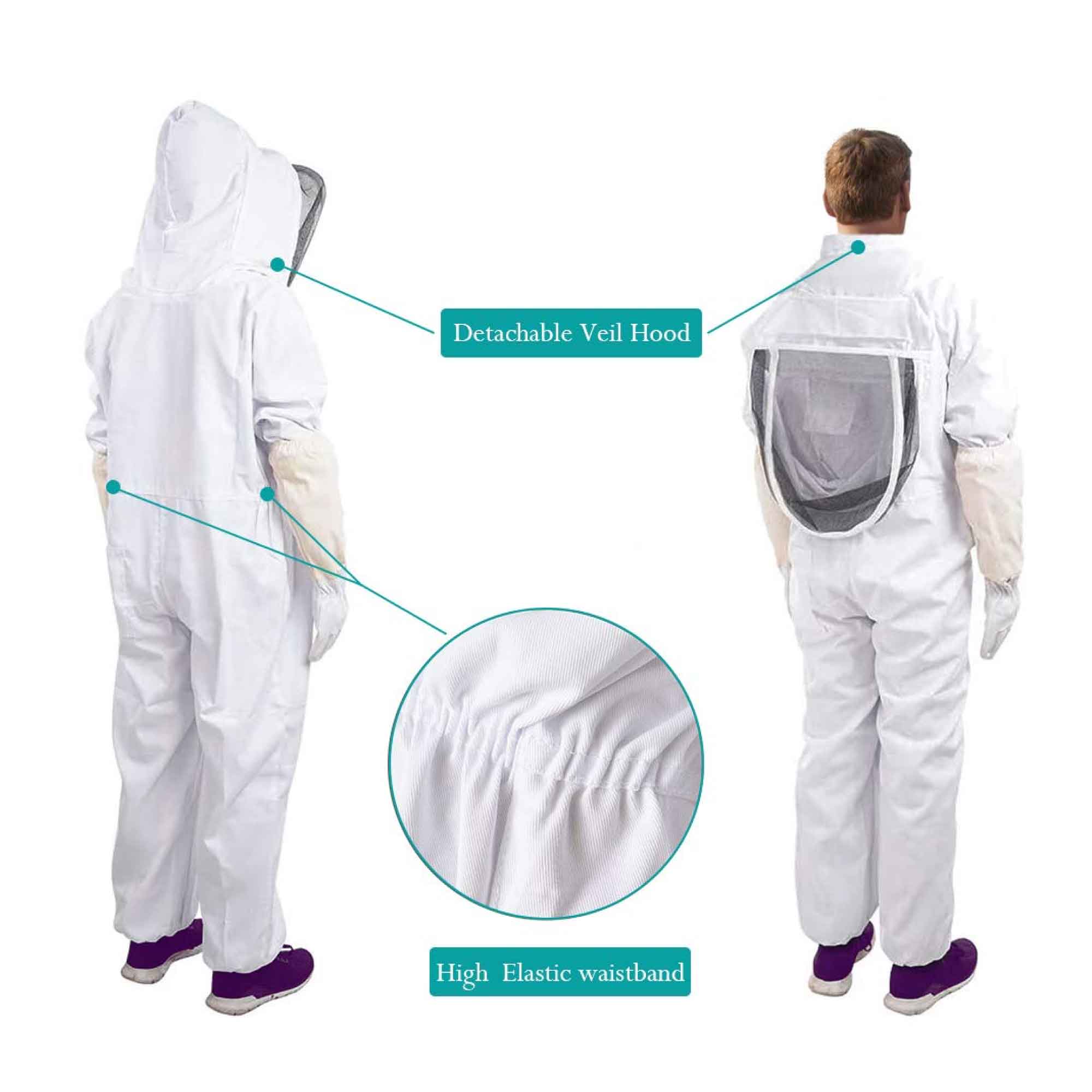 Beekeeping Suit Outfit Bee Hooded Cotton Ventilated Bee Keeping Protective Overalls-7