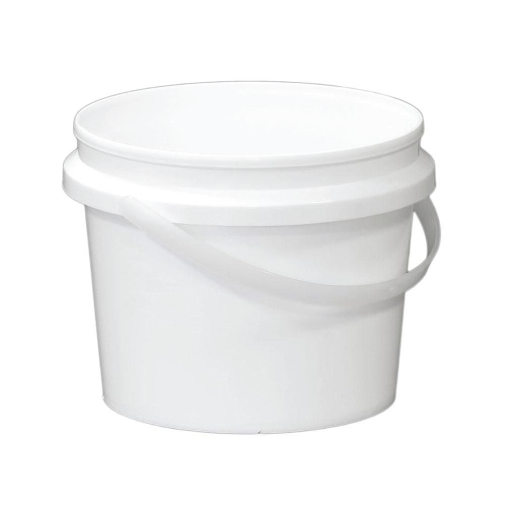 Bulk 10x 2L Plastic Buckets + Lids - Empty White With Handle - Small Food Pail-1