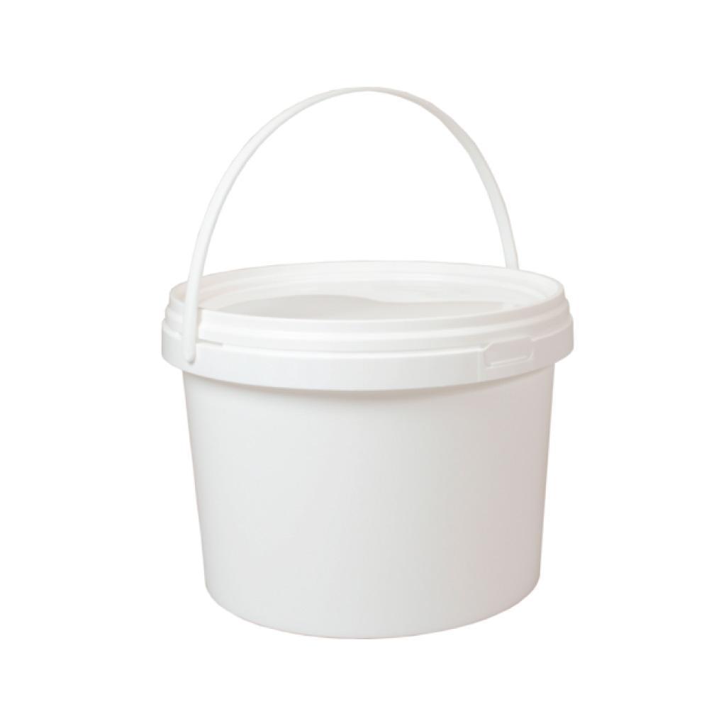 Bulk 10x 2L Plastic Buckets + Lids - Empty White With Handle - Small Food Pail-3