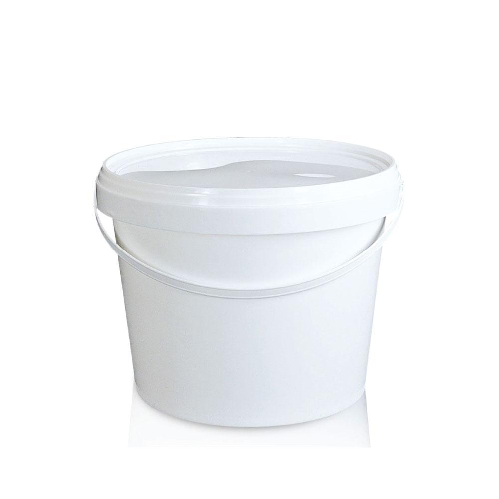 Bulk 10x 2L Plastic Buckets + Lids - Empty White With Handle - Small Food Pail-0