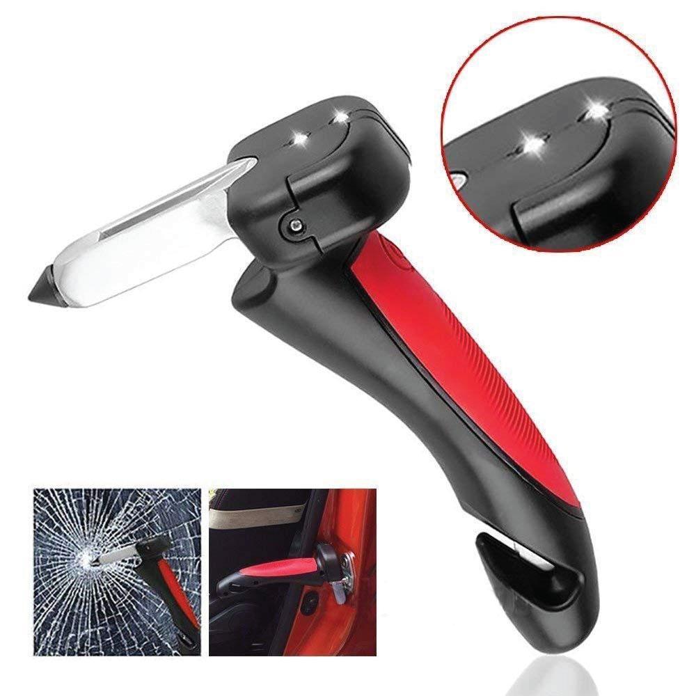 Car Cane Door Handle - Portable Elderly Standing Aid LED Flashlight Hammer Bulk-1