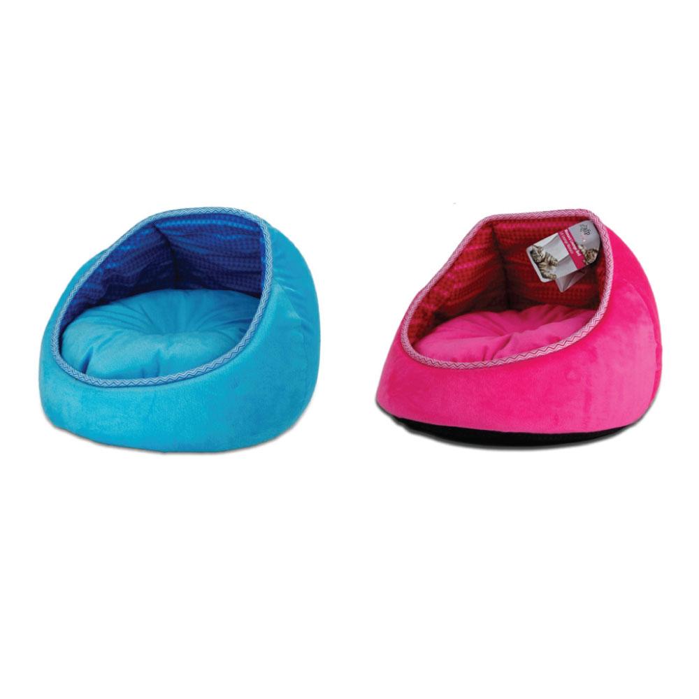 Cat Bed - Monaco Lounge Blue or Pink Fleece Couch Cave Plush Cushion-0