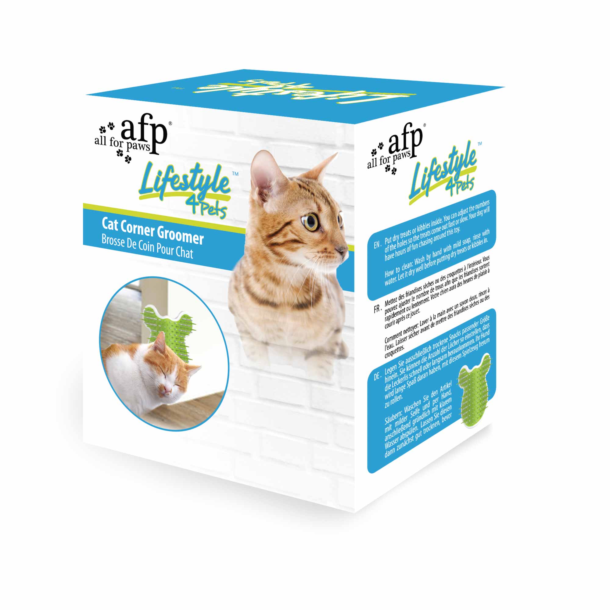 Cat Corner Groomer With Catnip - Wall Mounted Pet Self Comb Massager Brush-1