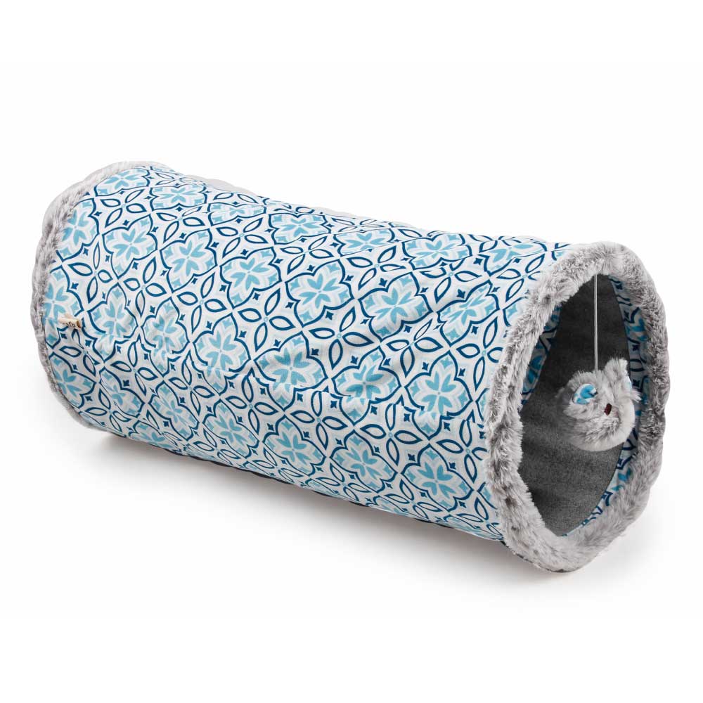 Cat Tunnel Crinkle Toys - Grey Hide + Play Teaser For Indoor + Outdoor Vintage-1