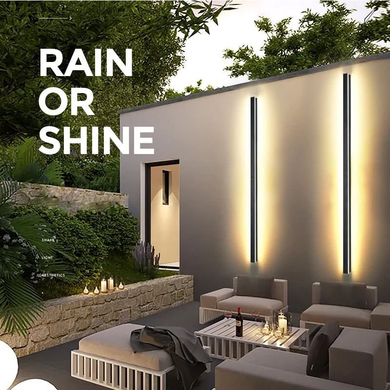 Modern Waterproof Outdoor Long Strip LED Wall Lamp