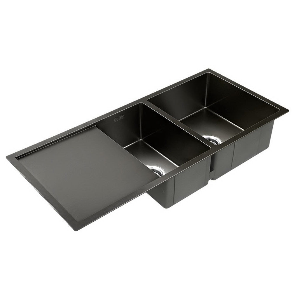 Cefito 100cm x 45cm Stainless Steel Kitchen Sink Under/Top/Flush Mount Black-0