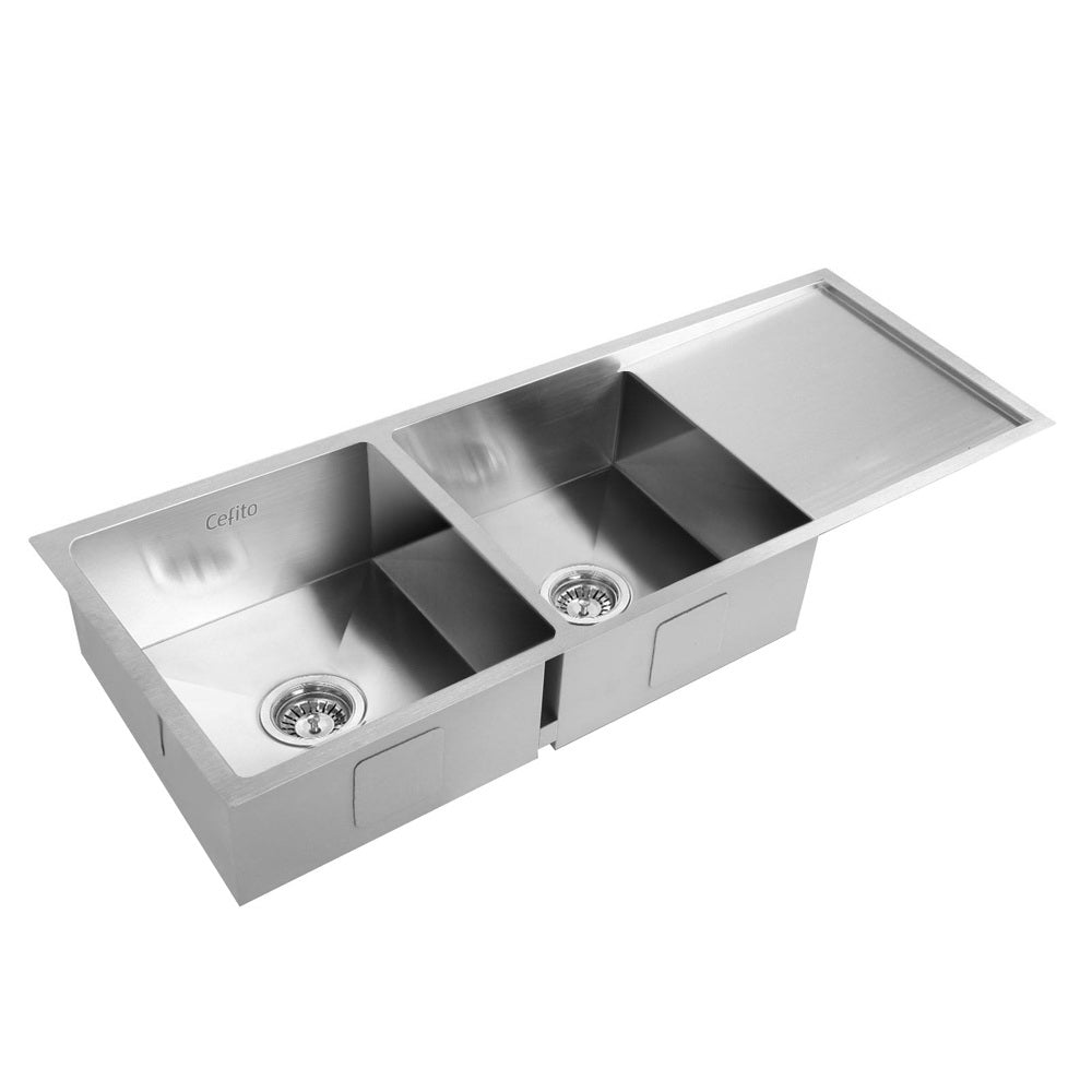 Cefito 111cm x 45cm Stainless Steel Kitchen Sink Under/Top/Flush Mount Silver-0