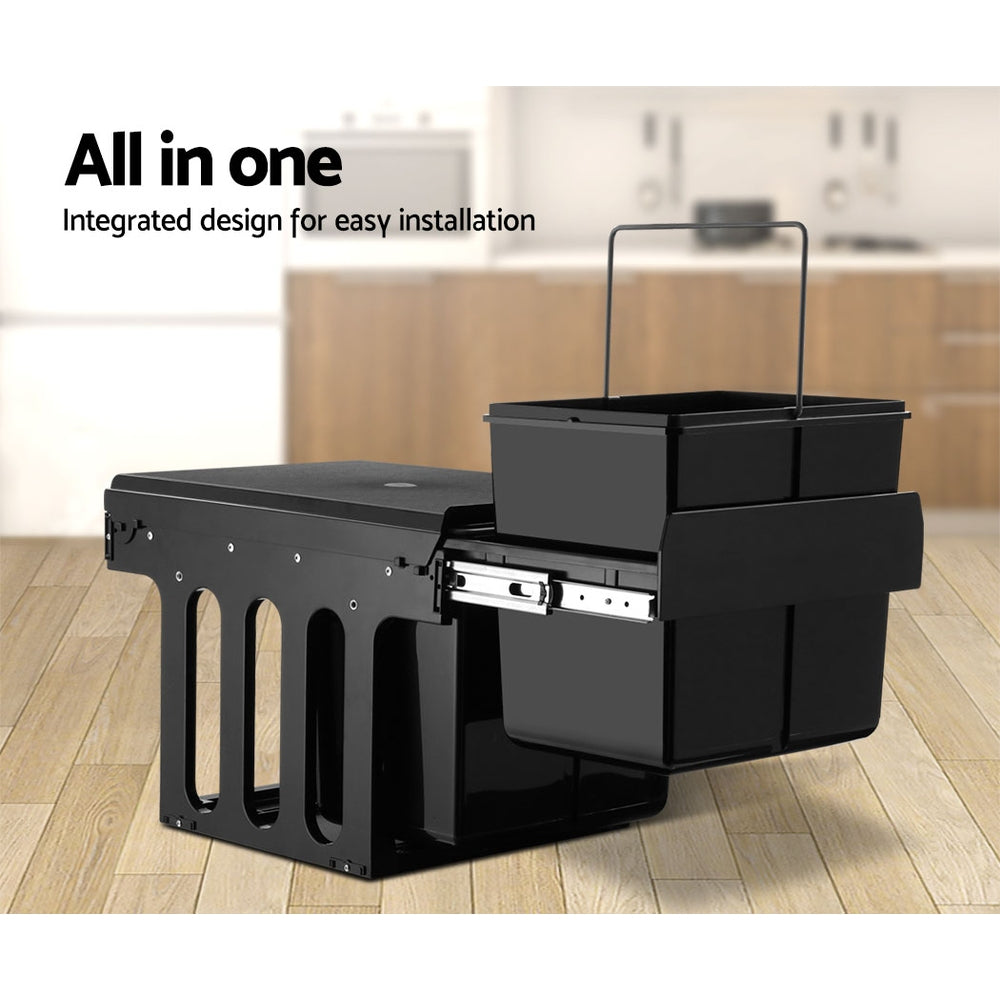 Cefito 2x15L Pull Out Bin - Black-5