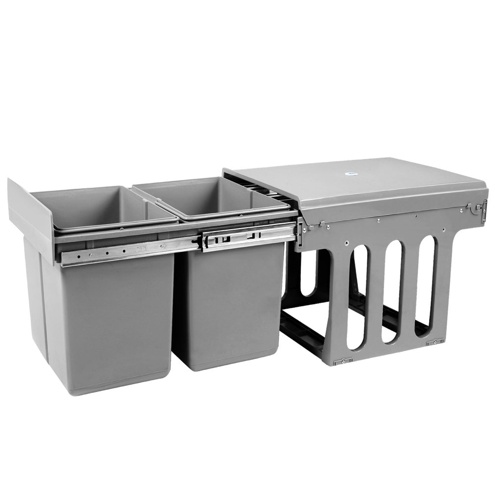 Cefito 2x15L Pull Out Bin - Grey-0