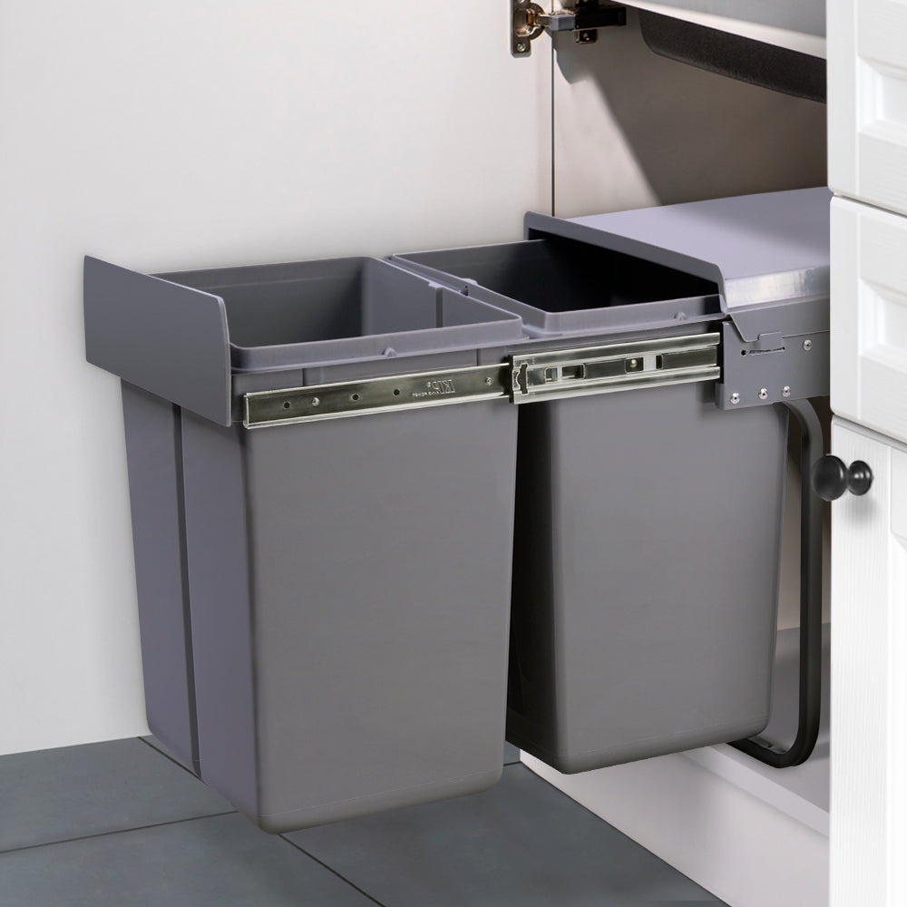 Cefito 2x20L Pull Out Bin - Grey-7