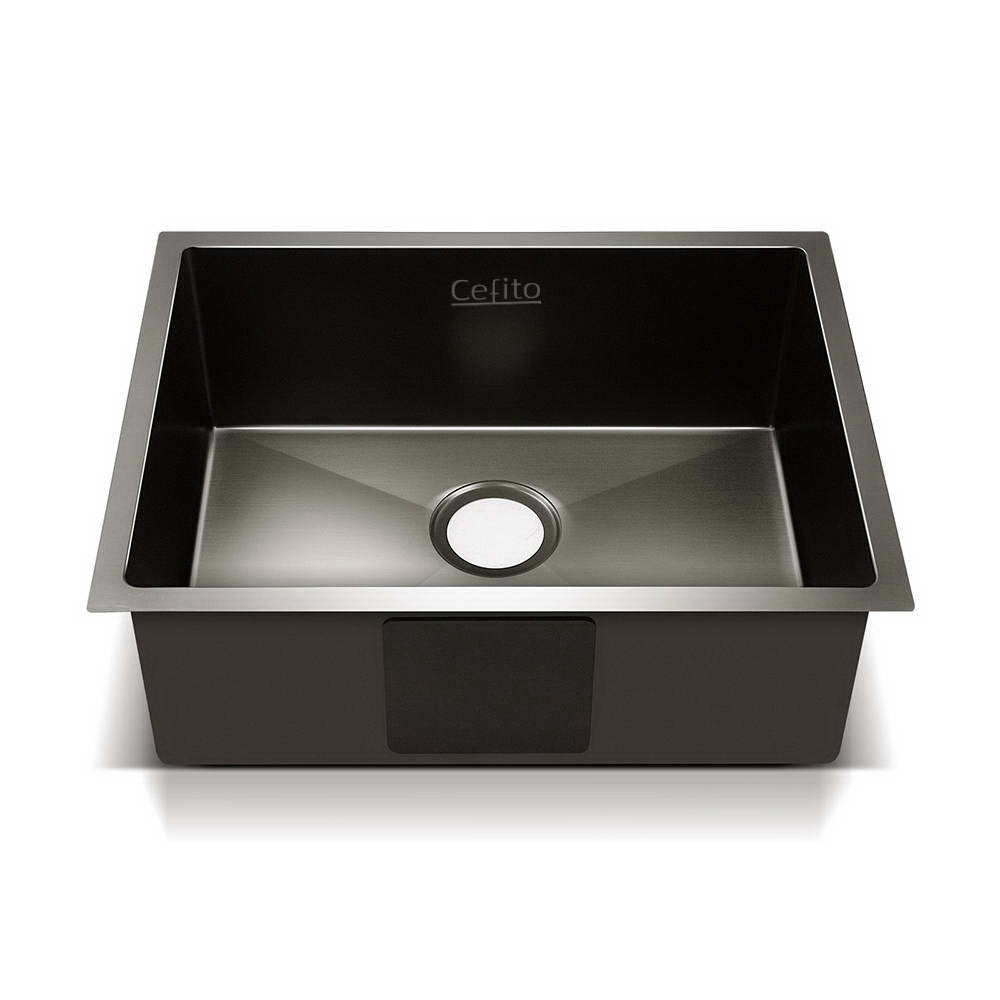 Cefito 60cm x 45cm Stainless Steel Kitchen Sink Under/Top/Flush Mount Black-2