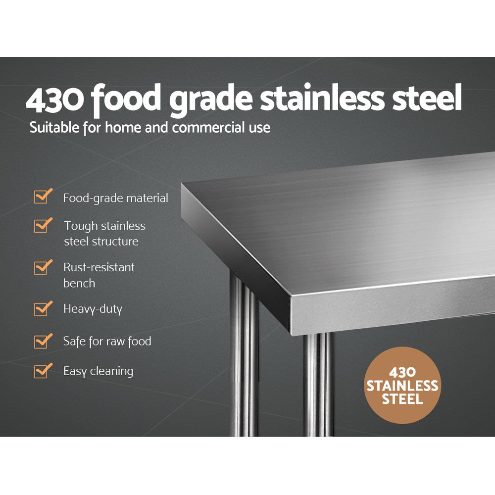 Cefito 610 x 1829mm Commercial Stainless Steel Kitchen Bench-2