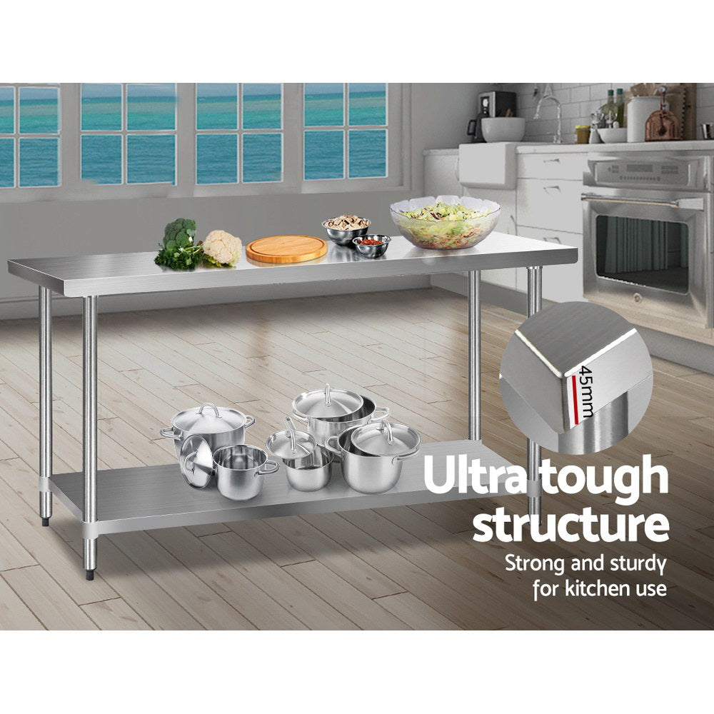 Cefito 610 x 1829mm Commercial Stainless Steel Kitchen Bench-3