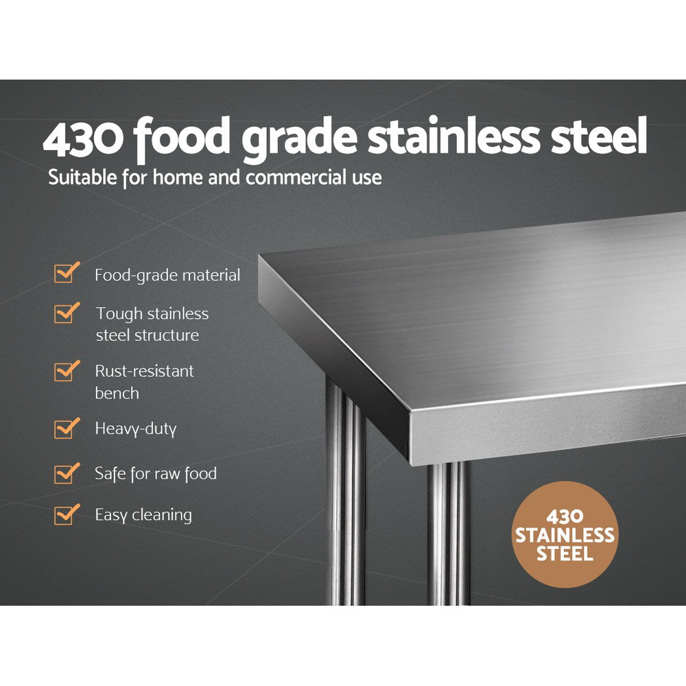 Cefito 610 x 610m Commercial Stainless Steel Kitchen Bench-2