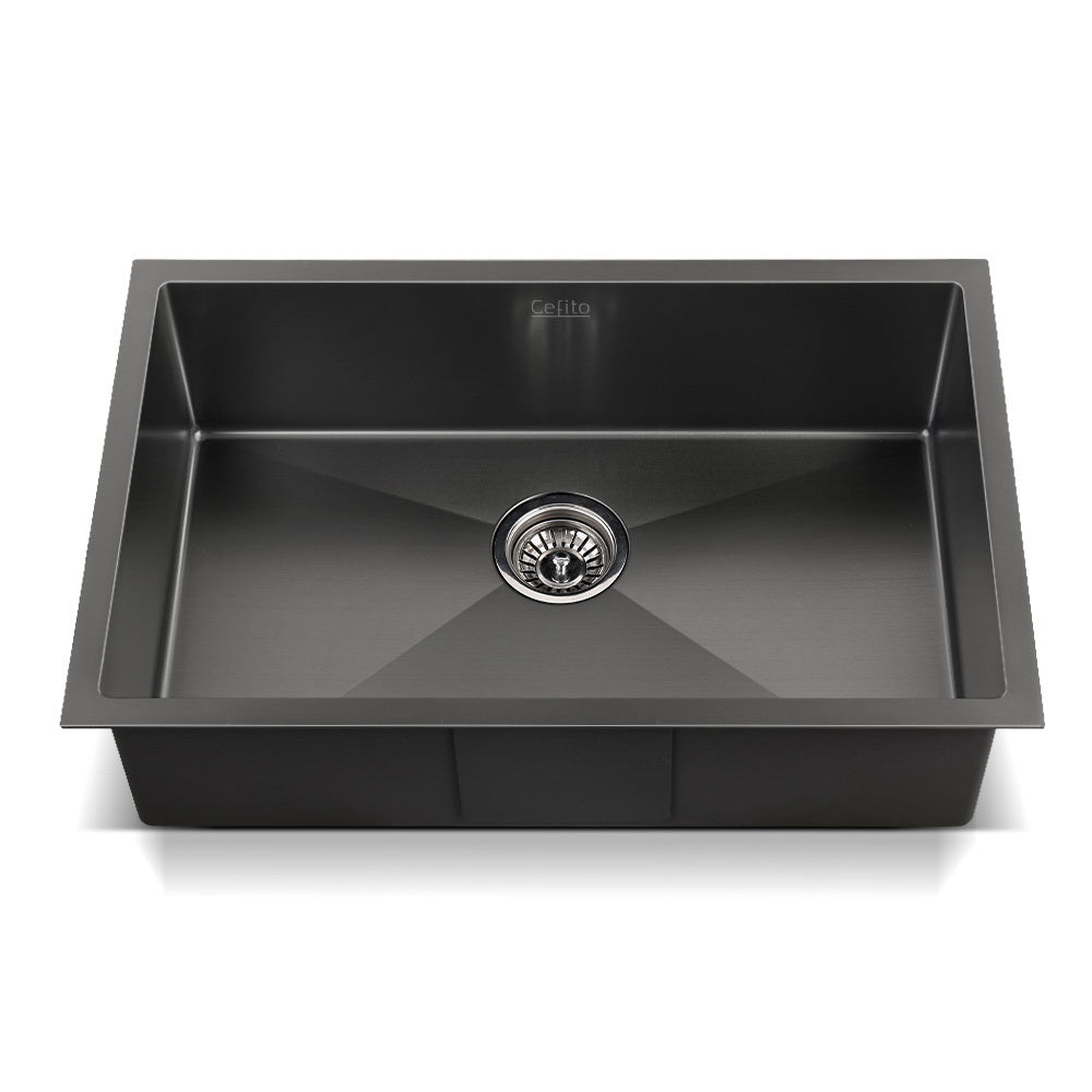 Cefito 70cm x 45cm Stainless Steel Kitchen Sink Under/Top/Flush Mount Black-2