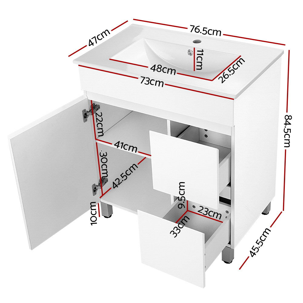 Cefito 750mm Bathroom Vanity Cabinet Unit Wash Basin Sink Storage Freestanding White-1