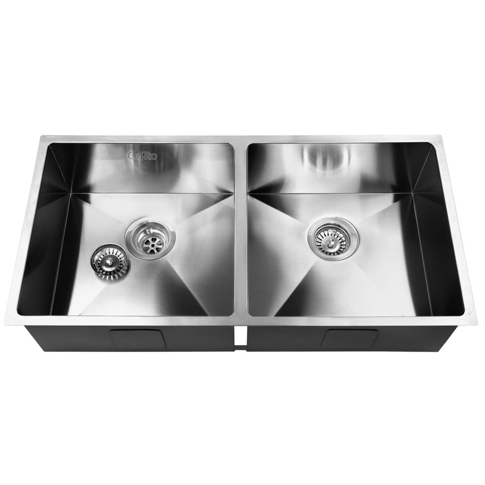 Cefito 86.5cm x 44cm Stainless Steel Kitchen Sink Under/Top/Flush Mount Silver-2