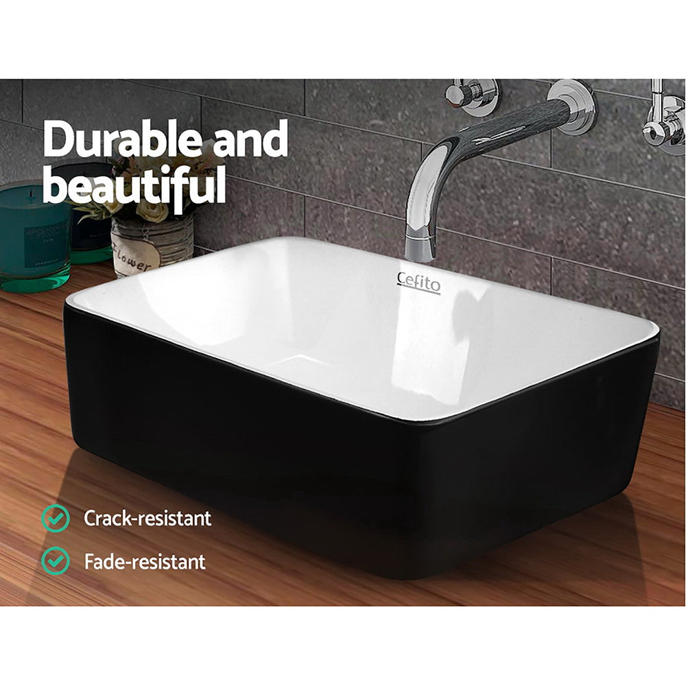 Cefito Ceramic Bathroom Basin Sink Vanity Above Counter Basins Bowl Black White-4