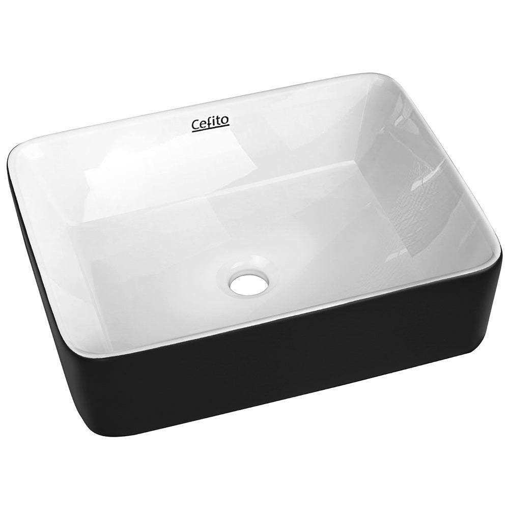 Cefito Ceramic Bathroom Basin Sink Vanity Above Counter Basins Bowl Black White-0