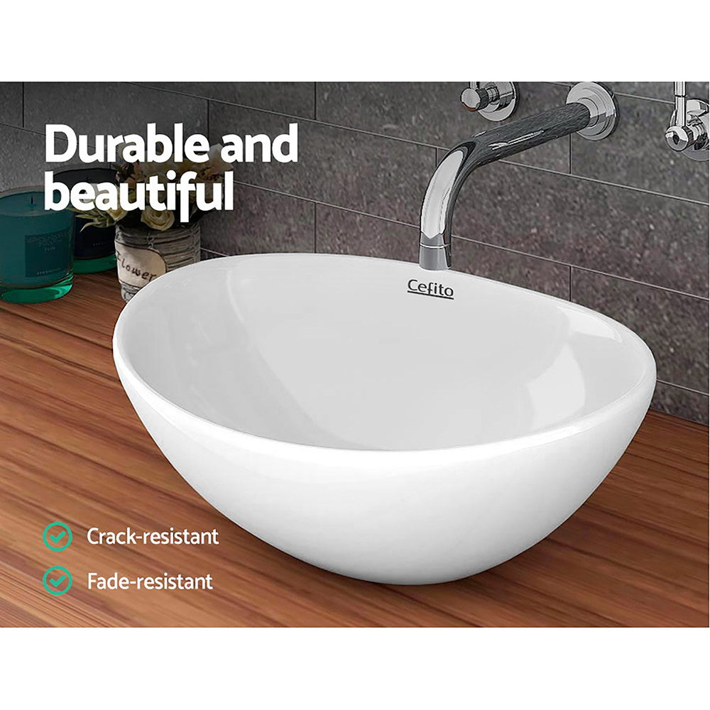 Cefito Ceramic Oval Sink Bowl - White-2