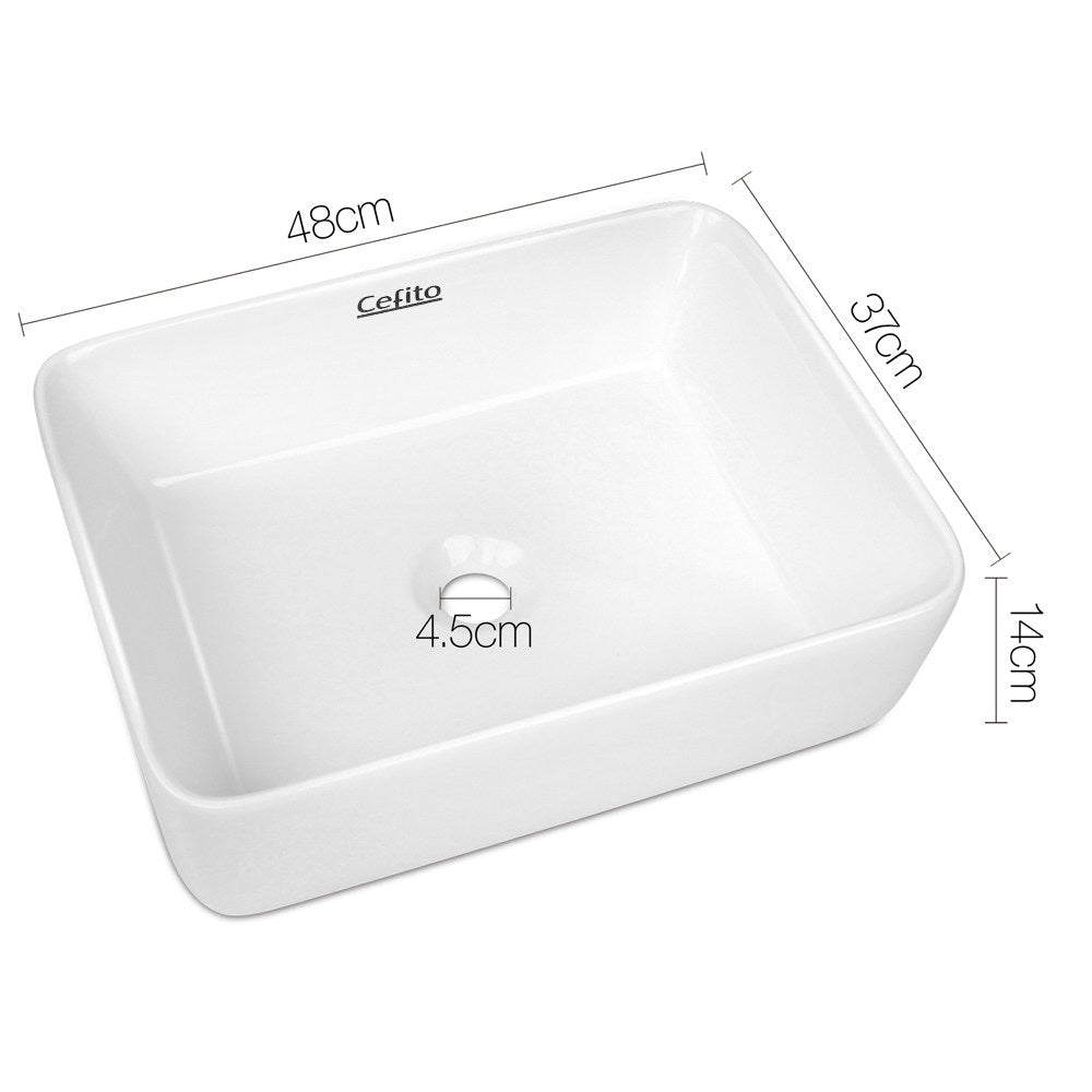 Cefito Ceramic Rectangle Sink Bowl - White-1