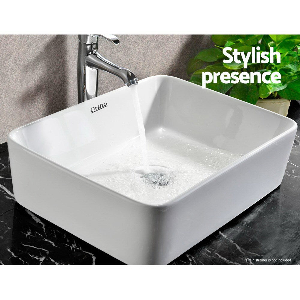 Cefito Ceramic Rectangle Sink Bowl - White-3