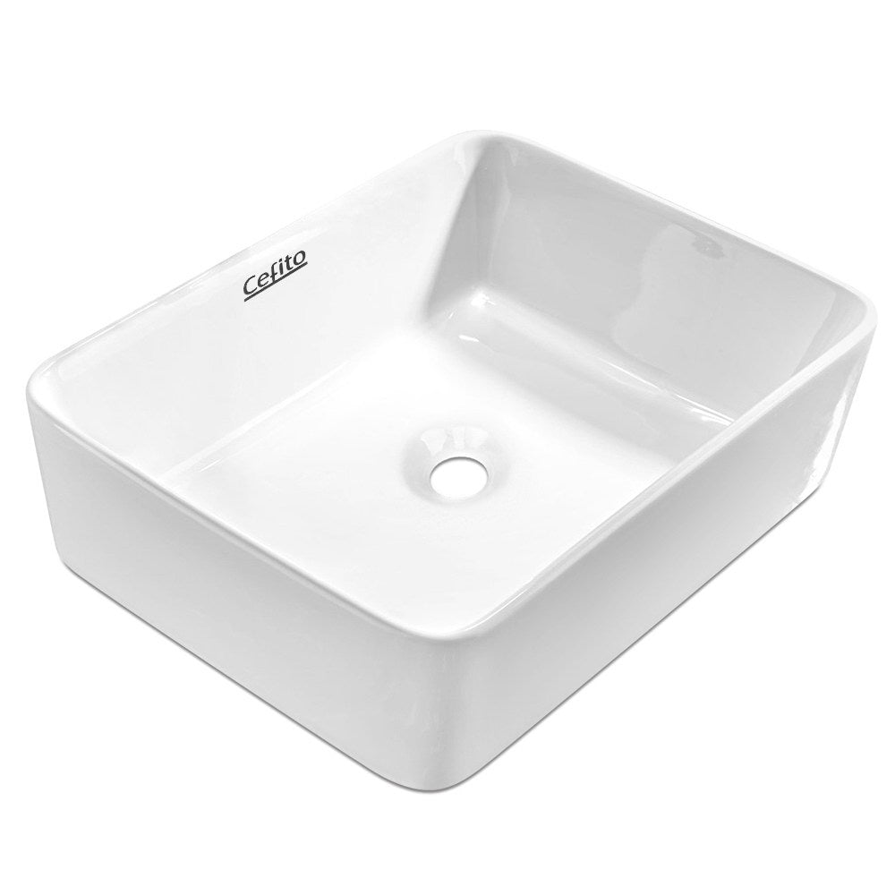 Cefito Ceramic Rectangle Sink Bowl - White-0