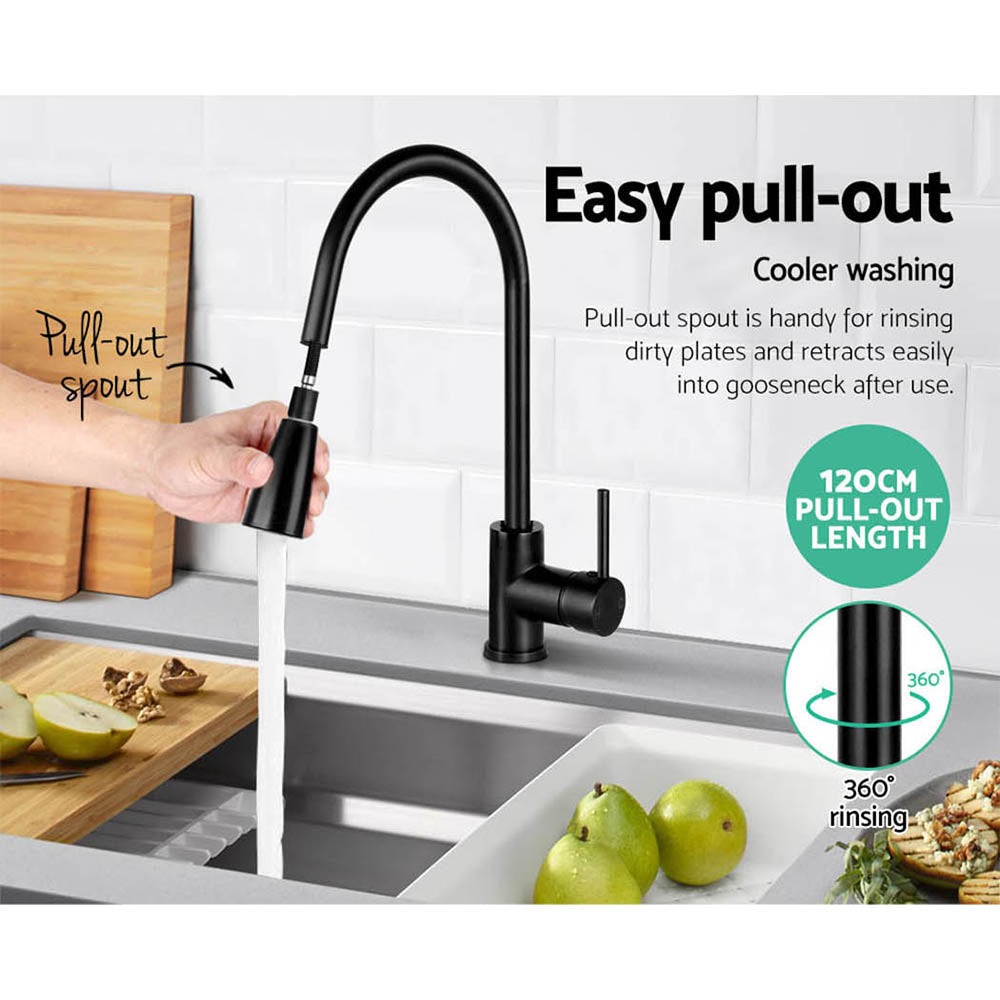 Cefito Pull-out Mixer Faucet Tap - Black-5