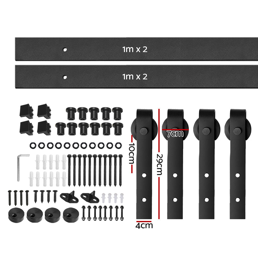 Cefito Sliding Barn Door Hardware Track Set 4m Roller Kit Slide Office Bedroom-1