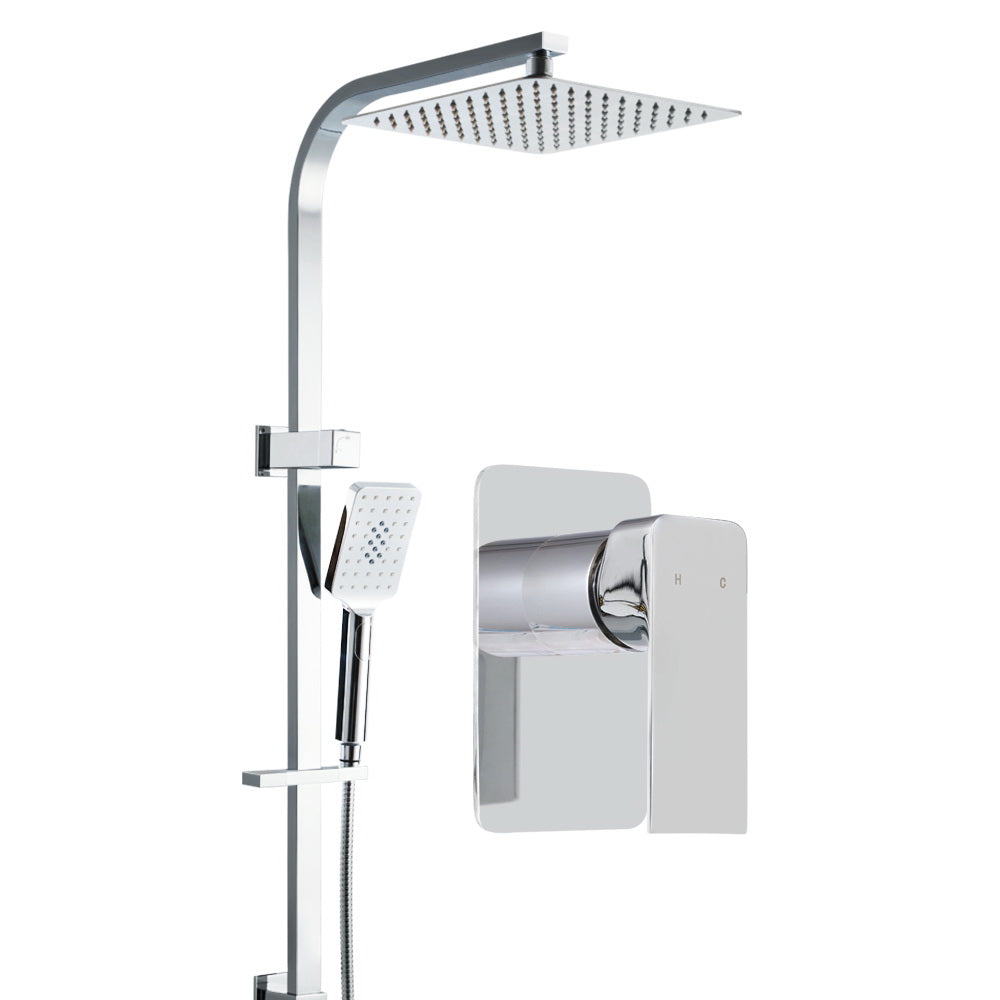 Cefito WELS 10'' Rain Shower Head Mixer Square Handheld High Pressure Wall Chrome-0