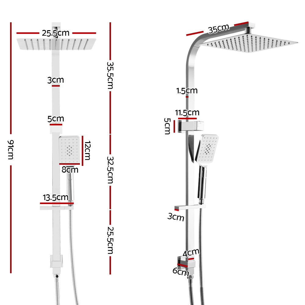 Cefito WELS 10'' Rain Shower Head Set Round Handheld High Pressure Wall Chrome-1