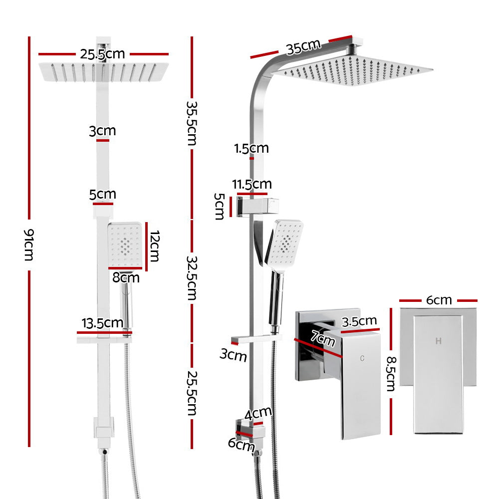 Cefito WELS 10'' Rain Shower Head Taps Round Handheld High Pressure Wall Chrome-1