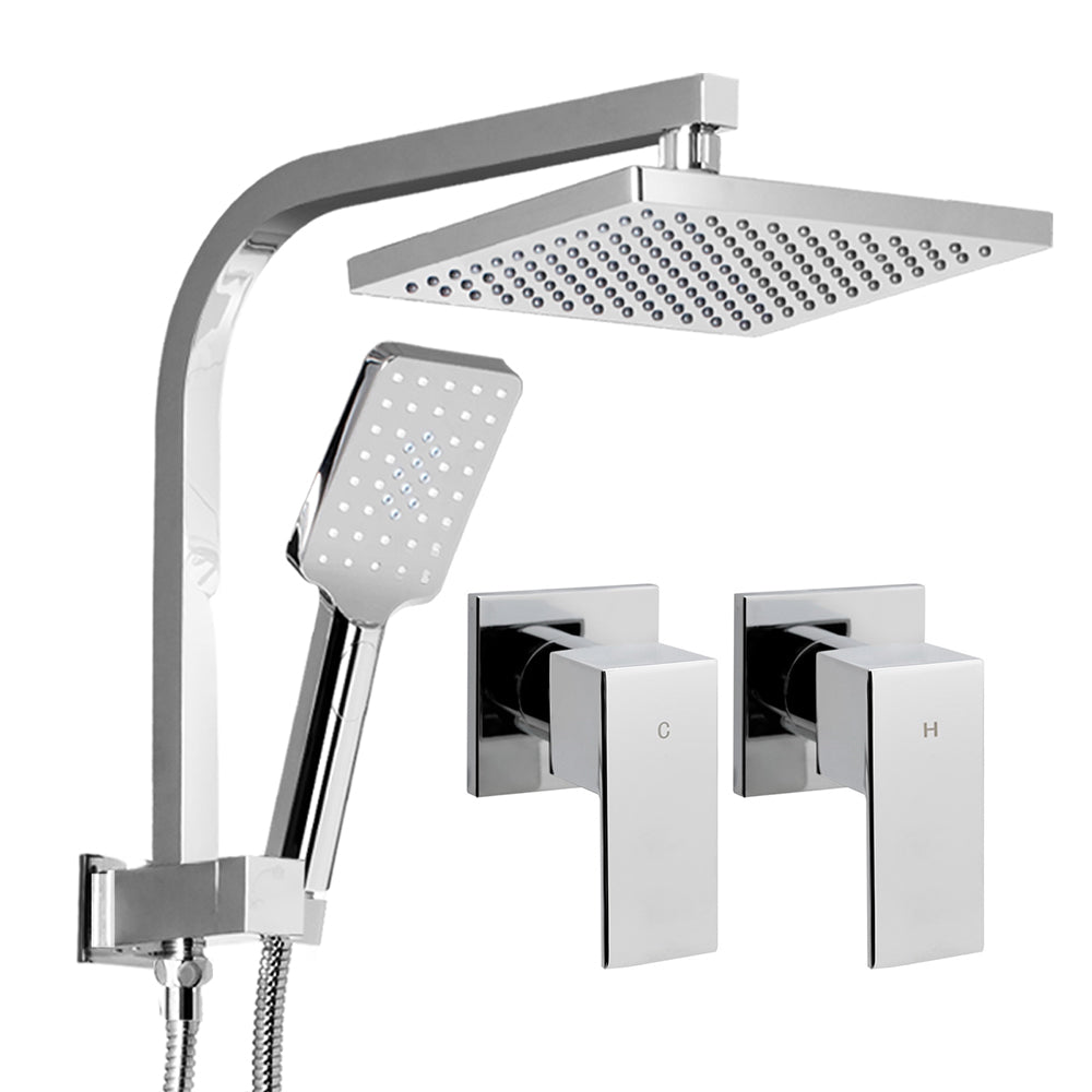 Cefito WELS 8'' Rain Shower Head Taps Square Handheld High Pressure Wall Chrome-0