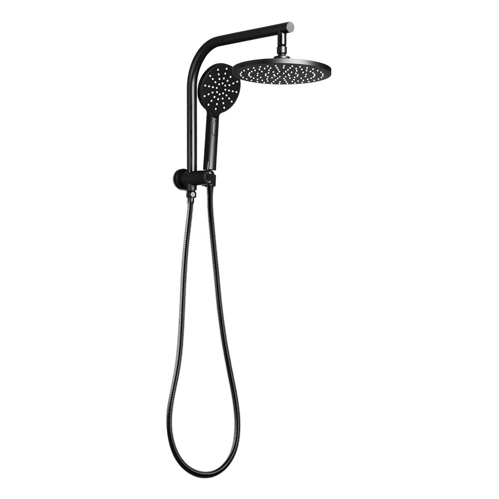 Cefito WELS 9'' Rain Shower Head Set Round Handheld High Pressure Wall Black-2