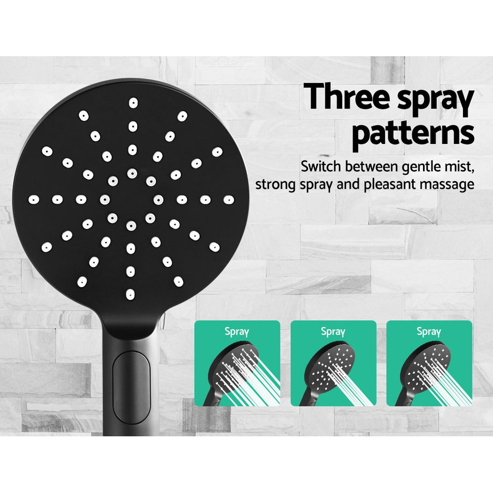 Cefito WELS 9'' Rain Shower Head Set Round Handheld High Pressure Wall Black-5