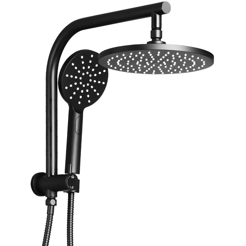 Cefito WELS 9'' Rain Shower Head Set Round Handheld High Pressure Wall Black-0