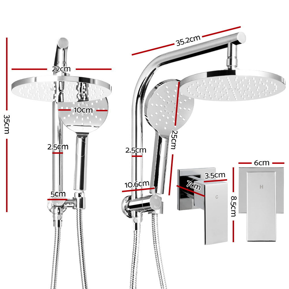 Cefito WELS 9'' Rain Shower Head Taps Round Handheld High Pressure Wall Chrome-1