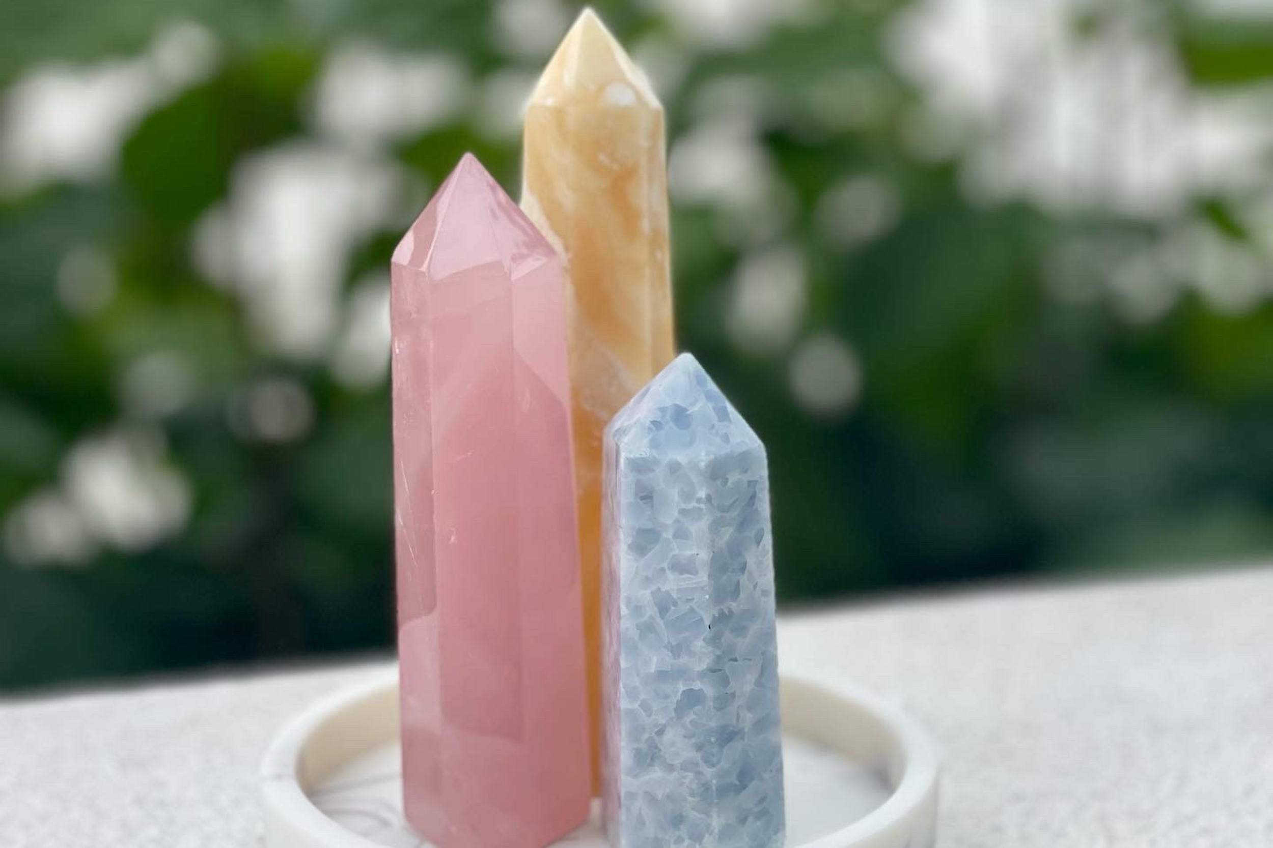 Children's Crystal Trio - Orange Calcite, Rose Quartz + Blue Calcite-0