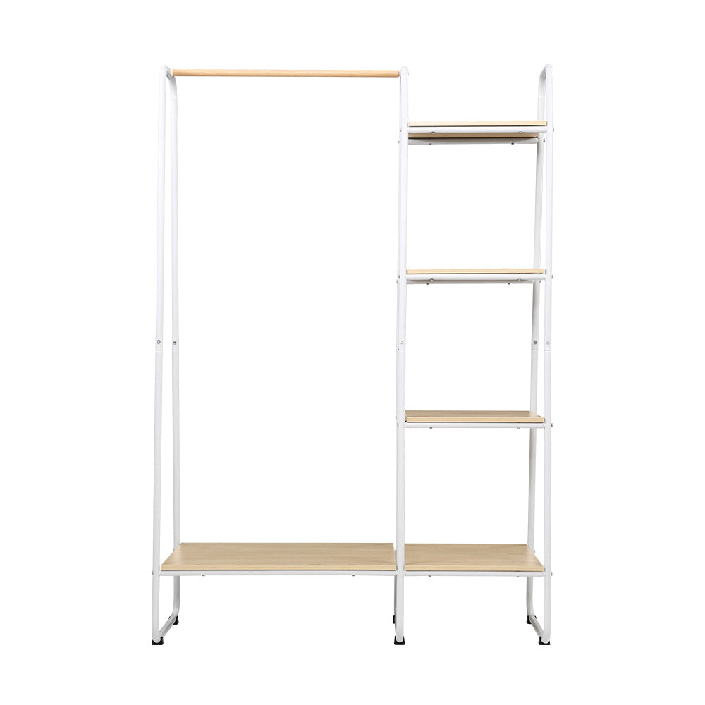 Closet Storage Rack Clothes Hanger Shelf Garment Rail Stand Wardrobe Organiser White-2